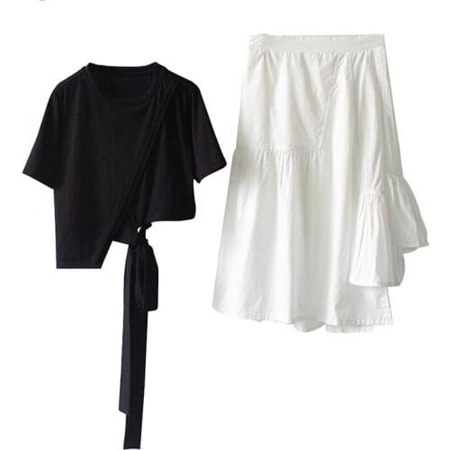 4 To 15 Years Teenage Girls Clothing Outfits 2021 Summer T-shirt Tops And Long Skirts 2 Pieces Sets Clothes Casual Kids Set