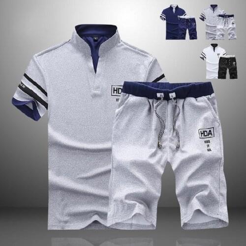 Summer Mens Print Tracksuit Casual T shirt Shorts Suit+2 Piece Elastic Beach Shorts Solid color Print Sweatshirt men Sportswear