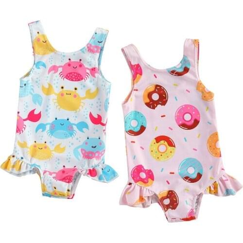2021 New Infant Baby Girls Swimsuit Bikini Summer Baby One Piece Beachwear Toddler Swimwear Girls Bathing Suits 0-24M