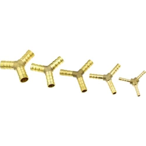 Brass Splicer Pipe Fitting Y Shape 3 Way Hose Barb 4mm 6mm 8mm 10mm 12mm 16mm Copper Barbed Connector Joint Coupler Adapter
