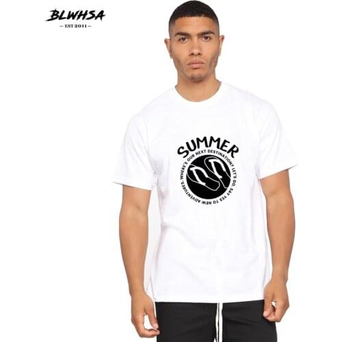 BLWHSA Summer Printing T Shirt Men Fashion Cotton Short Sleeve Funny T-shirt Letter Design Printed Plus Size Tops Tees Shirts