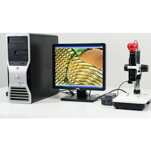 Best Sale,5.0M/19x-135x Digital Mono Zoom video Microscope lens + Stand +USB2.0 camera + top and bottom LED ringlight