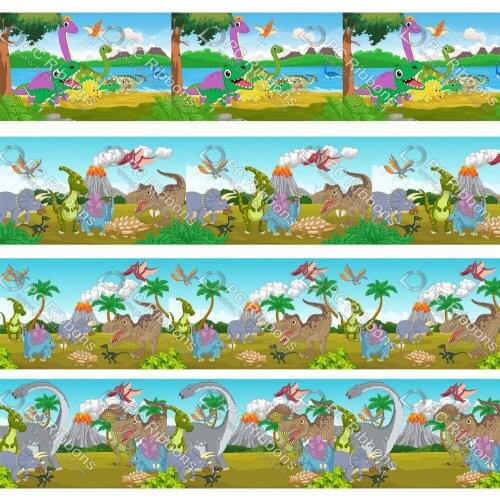 Cute Cartoon Dinosaur 1-1/2" Printed Lanyard/Grosgrain/Satin Design Custom Ribbon for Bow DIY Hair Craft Supplies Sewing CA-340