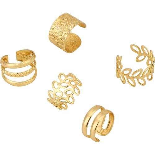 Lost Lady Trendy 5Pcs/Set Clip Earrings Fashion And Popular Gold-Plated Alloy Earrings Simple Style And Light Luxury Jewelry