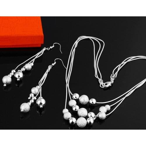 New promotion sale, Wedding jewelry set, Wholesale silver fashion jewelry Silver plated pendant Necklace & Earrings Set