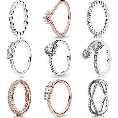 Original Abstract Elegance Elevated Love Heart Pave Rounded Eternity Crystal Rings Ring 925 Sterling Silver Ring Europe Jewelry