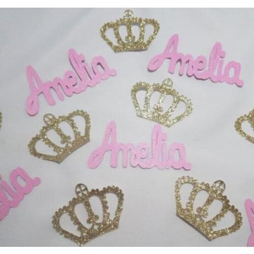 Personalize name number princess or prince Birthday Party confettis baby shower table scatters Christening baptism confettis