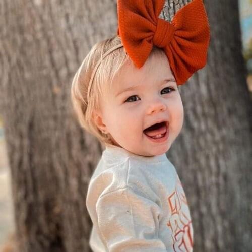 Big Bows Baby Headband Nylon Girls Traceless Head Bands Solid Color Infant Princess Hair Accessories Newborn Photo Prop 3Pcs/Set