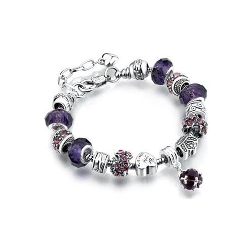 ATTRACTTO Crystal Silve Heat&Crown Bracelets&Bangles For Women love Charm Bracelets Jewelry Handmade Flower Bracelet SBR190424