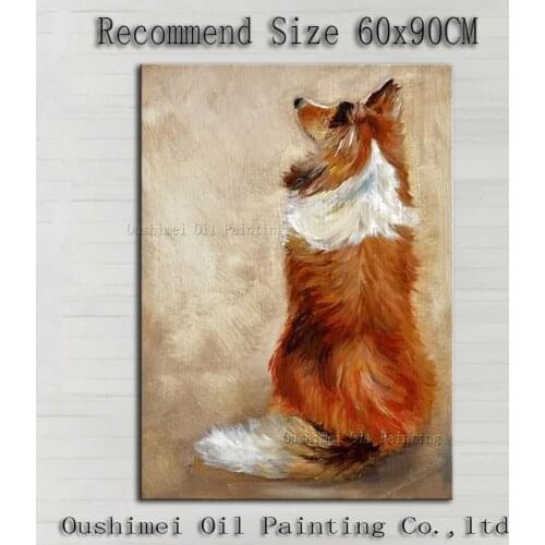 Hand Painted Husky Brown Dog Painting Impression Animals Paintings on Canvas Painting Hang Picture Wall Landscape Oil Painting
