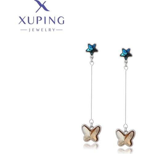 Xuping Jewelry Fashion New Arrival Star Shaped Crystals Earrings for Women with Rhodium Plated 20514