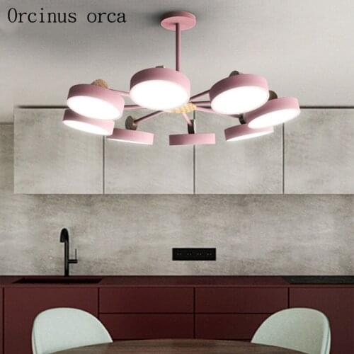 Nordic minimalist LED color ceiling lamp living room bedroom post modern personality round iron ceiling lamp free shipping