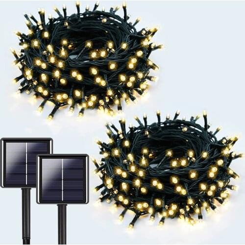 LED Solar Powered String Lights 17M 22M 8 Mode Outdoor Waterproof Fairy Light Garden Garland Christmas Party Holiday Decor Lamp