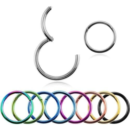 1PC G23 Titanium Hinged Segment Nose Ring Eyebrow Nipple Clicker Ear Cartilage Tragus Helix Lip Piercing Unisex Fashion Jewelry