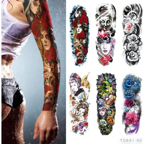 Waterproof Temporary Tattoo Sticker Totem Geometric Full Arm Large Size Sleeve Tatoo Fake Tatto Flash Tattoos For Men Women