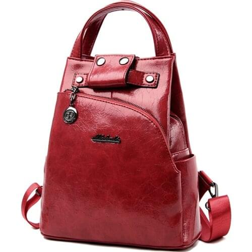 High Quality Pu Leather Womens Backpack Large Capacity Anti Theft Backpacks Travel Bags 2021 Fashion Woman Double Shoulder Bag