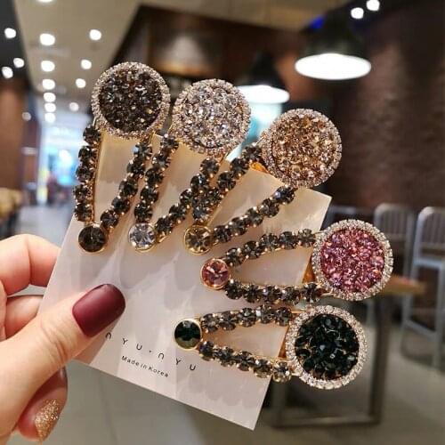 Adult Women Green Crystal Barrettes Hairpins Hair clips Fashion Korean Lady Girl Head wear Accessories Wholesale Gifts Party