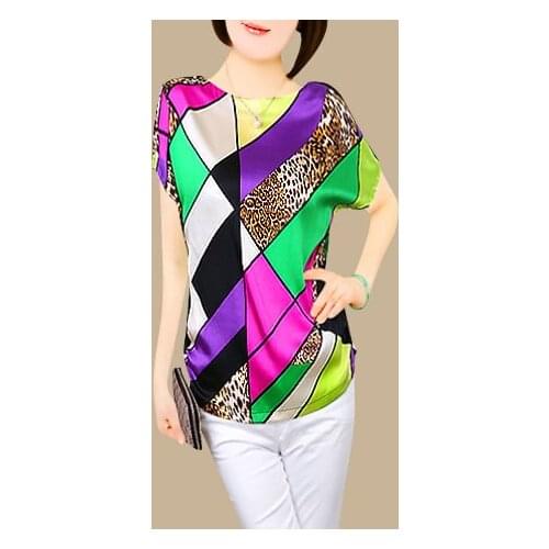 Women Chiffon Shirt short batwing Sleeve Tops Blouses Femal 2015 Summer OL elegant silk shirt blouse Plus Loose shirts