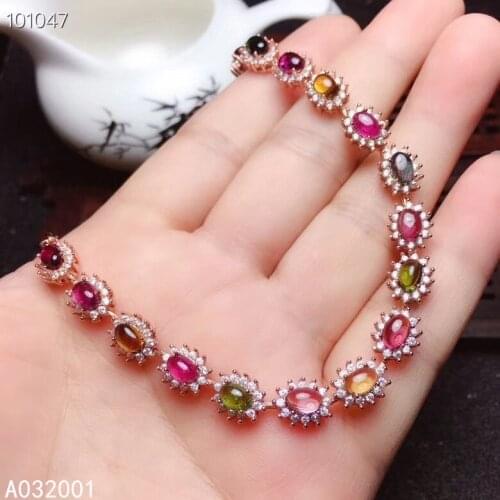 KJJEAXCMY fine jewelry natural Tourmaline 925 sterling silver new women gemstone hand bracelet support test trendy hot selling