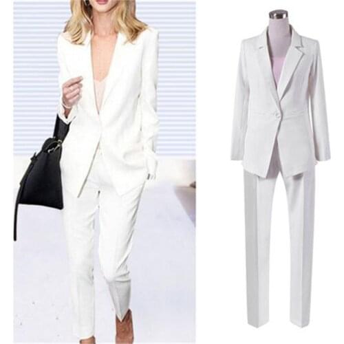 Fashion white suit suit female New high quality British style casual professional wear suit two piece suit women size S-3XL