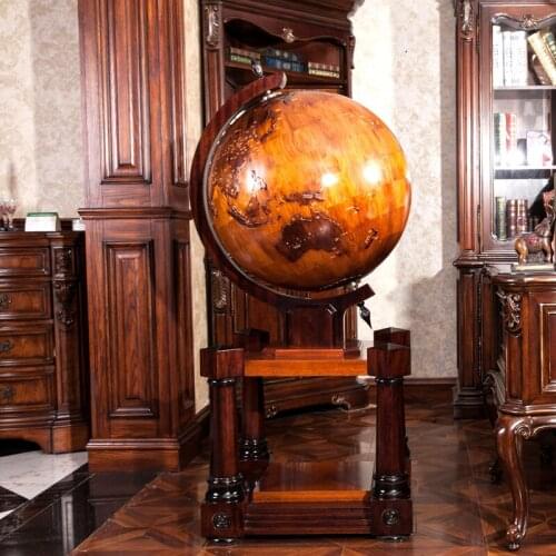 Zq Three-Dimensional Relief Solid Wood Earth Instrument Large Floor Home Furnishings Office Decoration Gifts