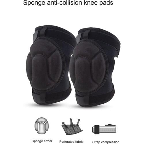1Pair Knee Pads for Sports Adjustable Black Thicken Sponge Support Kneepad Sport Anti-Slip Collision Avoidance Fitness Knee Pads
