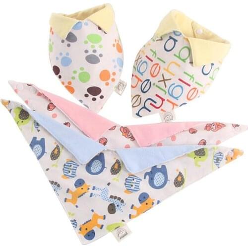 1 pc baby bibs triangle bandana double layers drool catters child boys girls newborn cotton cartoon waterproof burp