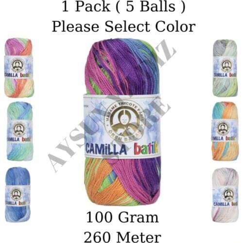 1 Pack ( 5 Balls ) Madame Tricote ( Oren Bayan ) Camilla Batik Hand Knitting Yarn Paris %100 Mercerized Cotton Crochet Tool Kit