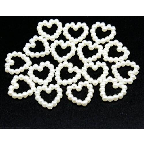 2000pcs Faux Beaded Heart Pearl Cabochons / Pearlized Heart Ring Cabochon Cream White (10mm)