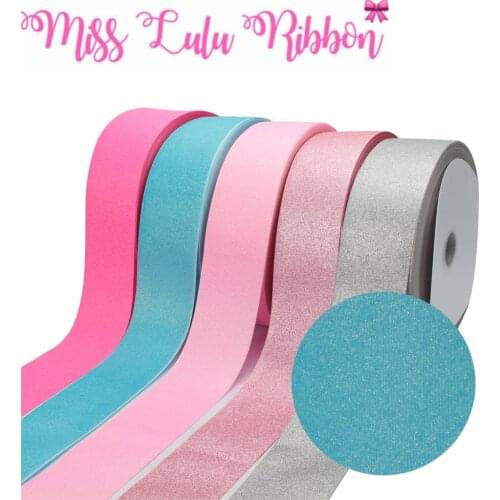 3"75mm Solid Full Glitter Printed Grosgrain Ribbon Lt. Pink Silver DIY Wedding Party Decor Hair Bowknots Making 50yards/roll