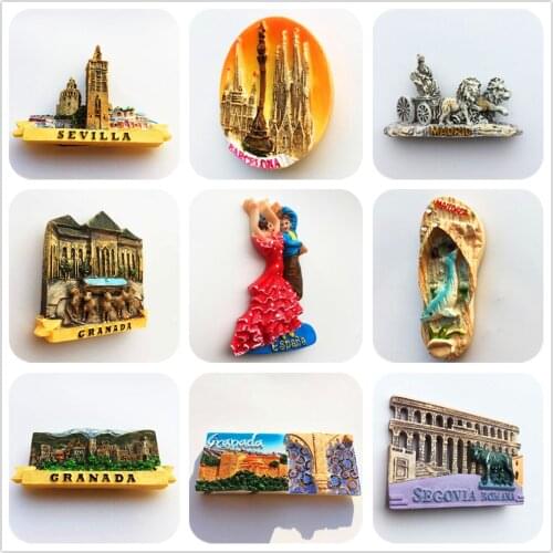 Europe and America scenery Spain 3D Fridge Magnets Tourism Souvenir Refrigerator Magnetic Sticker Collection Handicraft Gift