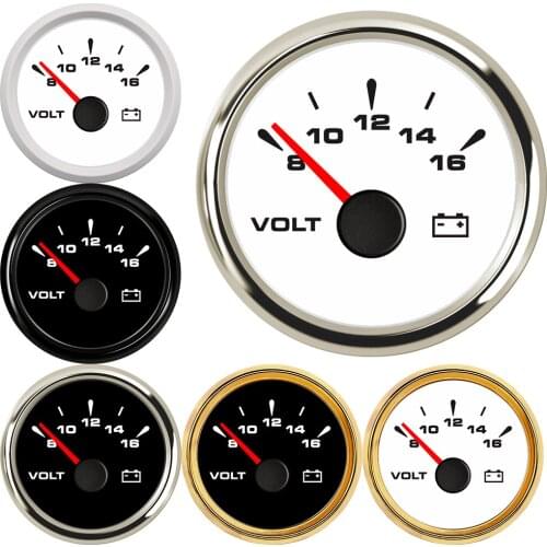 52MM Marine Voltmeter Volt Meter Gauge 8-16 Volts Car Voltage Gauges for Caravan Boat Yacht 7 Color Backlight Wholesale