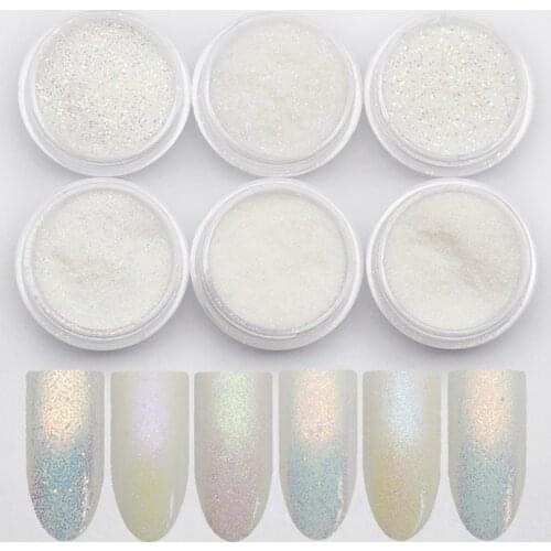 WAKEFULNESS 6 Boxes Gradient Mermaid Powder Nail Glitter Powder Set Pear Powder Nail Chrome Pigment Manicure Nail Art Decoration