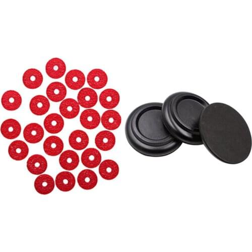 90Pcs Piano Keyboard Felt Front Rail Regulating Punchings with Grand Piano Caster Cups Wooden Set of 3, Black