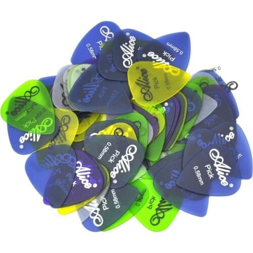 Alice 100pcs 0.58mm Transparent Matte Guitar Picks Plectrums Polycarbonate Assorted Colors