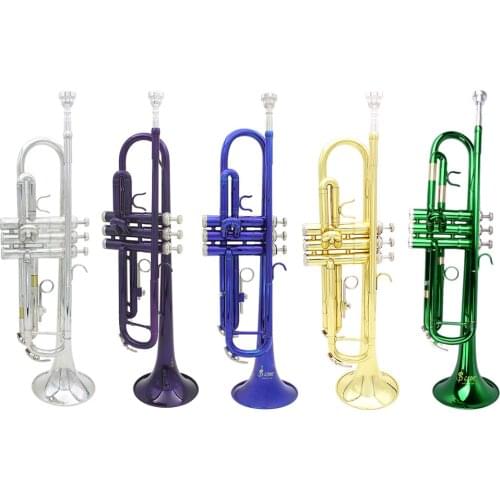 Trumpet Bb B Flat Silver-plated Brass Exquisite with Mouthpiece Cleaning Brush Cloth Gloves Strap