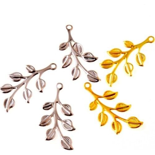 Free shipping 100Pcs Olive branch Filigree Wraps Connectors Metal Crafts Gift Decoration DIY 36x20mm