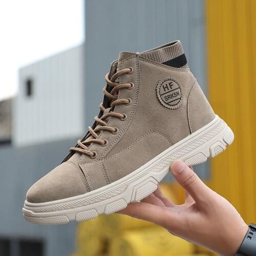 Y185 shoes men origina Autumn Martin Casual Microfiber Ankle Botas Hombre Outdoor Male lace-up Retro Fashion Tooling boots