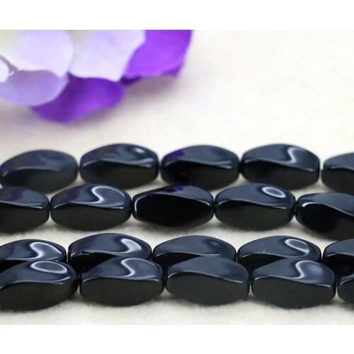 New sales!Beautiful 8X15mm Black Onyx twist shape loose beads, for DIY fashion bracelet necklace jewelry gift