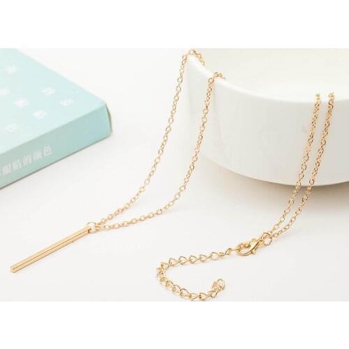 Fashion Sliver Gold Stick Pendant Necklace For Women Clavicle Chain Chocker Necklace Female Wedding Jewelry Trinket Party Gift