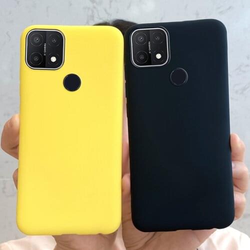 Case For OPPO A15 Case 2020 Cover For OPPO A15 Candy Yellow Black Matte Soft Phone Cases 6.52" For OPPOA15 CPH2185 Bumper Fundas