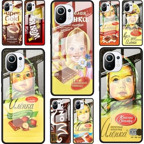 Alenka bar wonka chocolate for Xiaomi Mi 11 Ultra Lite 10T Note 10 9T Pro CC9 CC9E 5G Luxury Tempered Glass Phone Case Cover