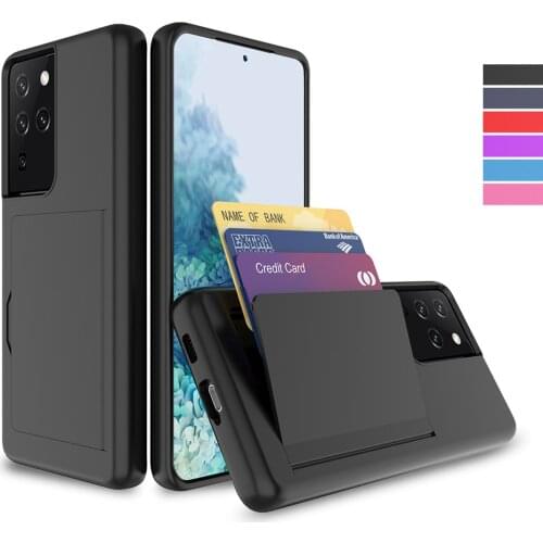 Candy Color Flip Armor Card Slots Cover Funda For Samsung Galaxy S21 S10 E S20 FE Note 20 Ultra 10 Plus 5G A30 A50 Case Coque