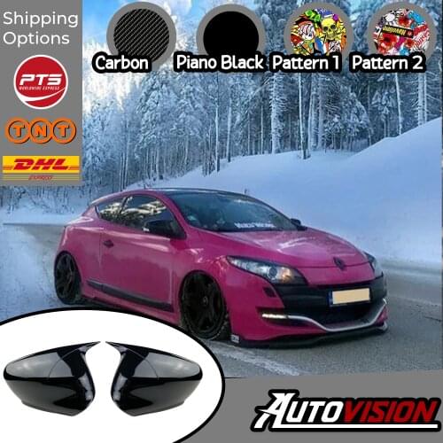 Mirror Cover For Renault Megane 3 2009 2010 2011 2012 2013 2014 2015 2016 Accessory Bright Black BATMAN Case CAR Shields