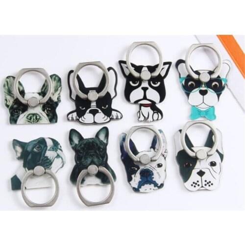 360 Degree Bulldog Cute Dog Finger Ring Smartphone Stand Holder Mobile Phone Snowman Holder For Iphone Huawei All Phone