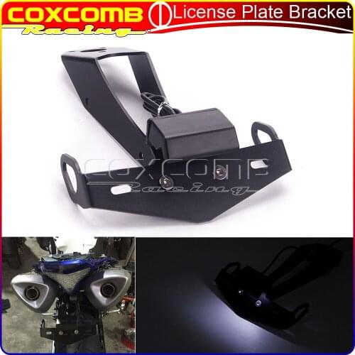 For Yamaha YZF R1 09-14 Motorcycle LED Light License Number Plate Holder Black Aluminum Rear Tail Tidy Fender Eliminator Kit
