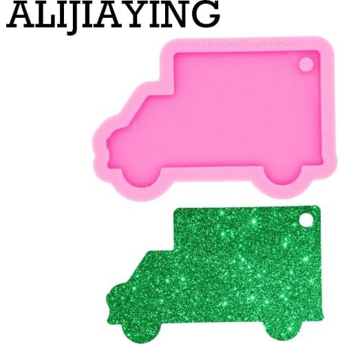 DY0480 Glossy Trucks Keychain Mould Train Silicone Resin Pendant Mold for Epoxy Jewelry Making DIY Crafts Necklace