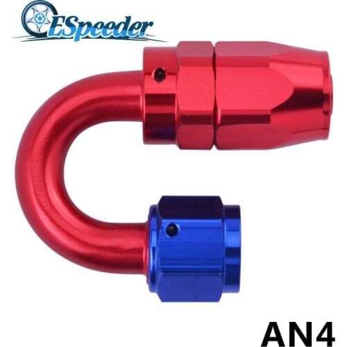 ESPEEDER AN4 Anoized Aluminium Fitting 180 Degree Elbow Swivel Fitting AN 4 Adapter Hose End Oil Fuel Reusable Fittings