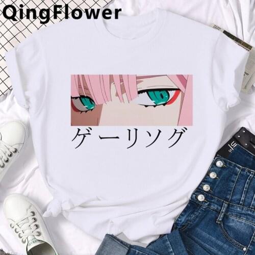 Anime Darling in the Franxx male streetwear graphic tees aesthetic white t shirt japanese top tees harajuku kawaii kawaii