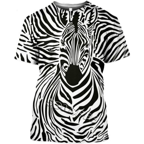 Harajuku streetwear zebra print T-shirt female 3D lion print T-shirt tiger T-shirt casual summer polyester material